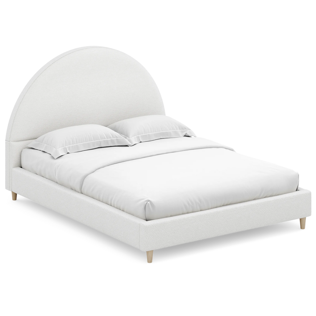 Queen Boucle Arched Headboard Platform Bed O16876