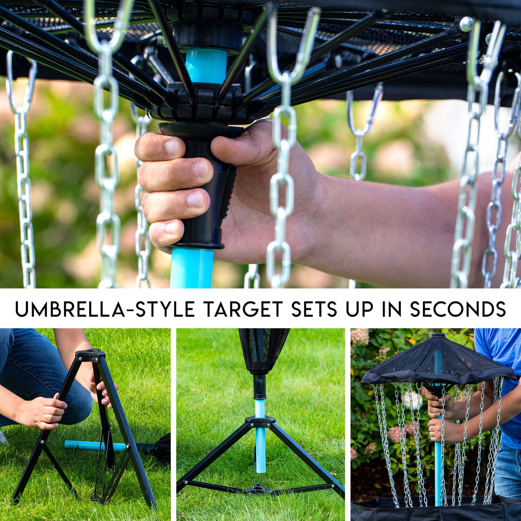 PDGA Approved Portable Disc Golf Target Basket Set with Metal Chains E321198