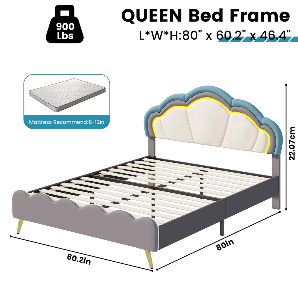 White Velvet Upholstered Twin Size Platform Bed Frame F96227