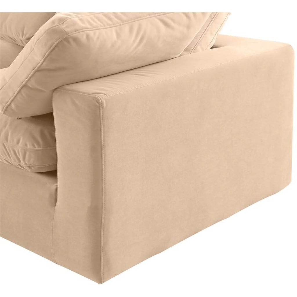 Beige Velvet Modular Sectional F20271