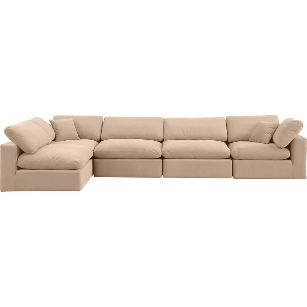 Beige Velvet Modular Sectional F20271