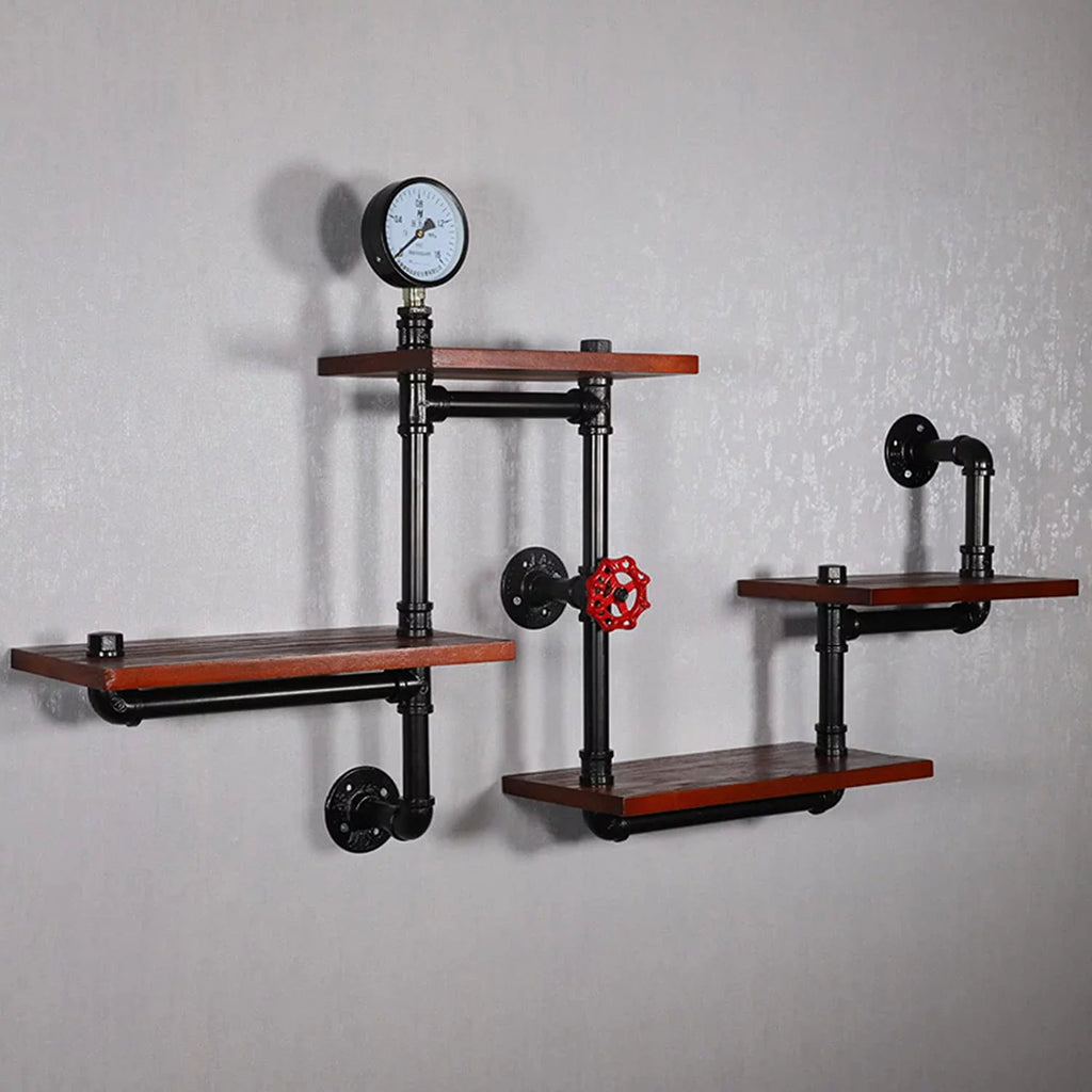 Industrial Pipe Wall-Mounted Wood Shelving Z810036