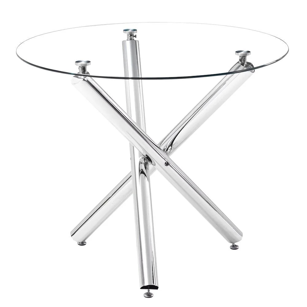 5 Piece Round Dining Table Set with Tempered Glass Top E460271