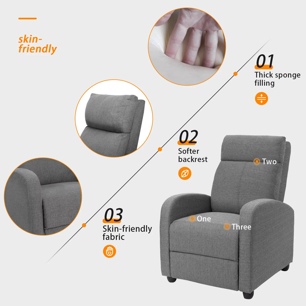 Gray Fabric Massage Recliner Chair Y582609