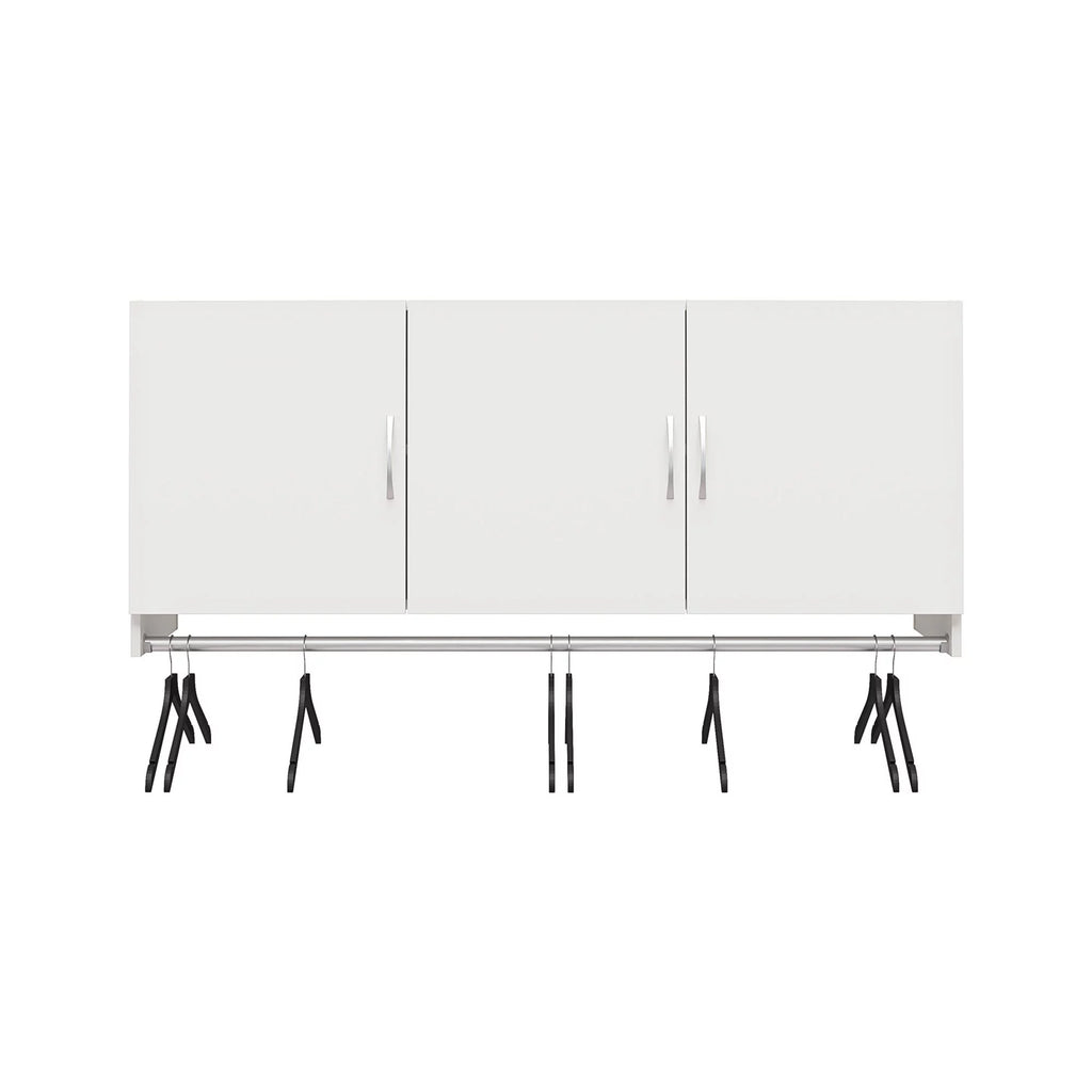 White 3 Door Wall Cabinet with Hanging Rod Y553744