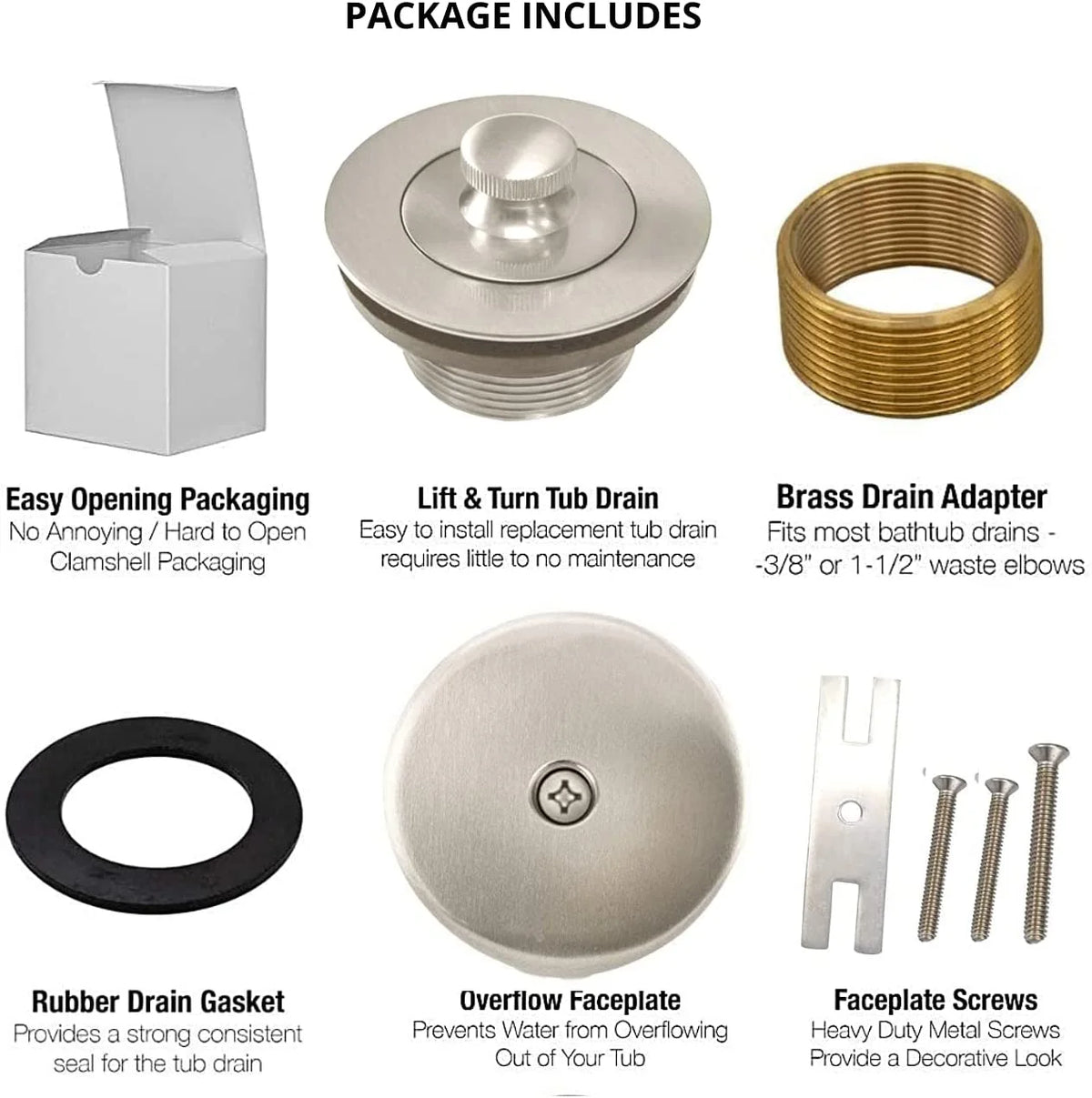 Brushed Nickel Bathtub Drain Assembly Conversion Kit I650972