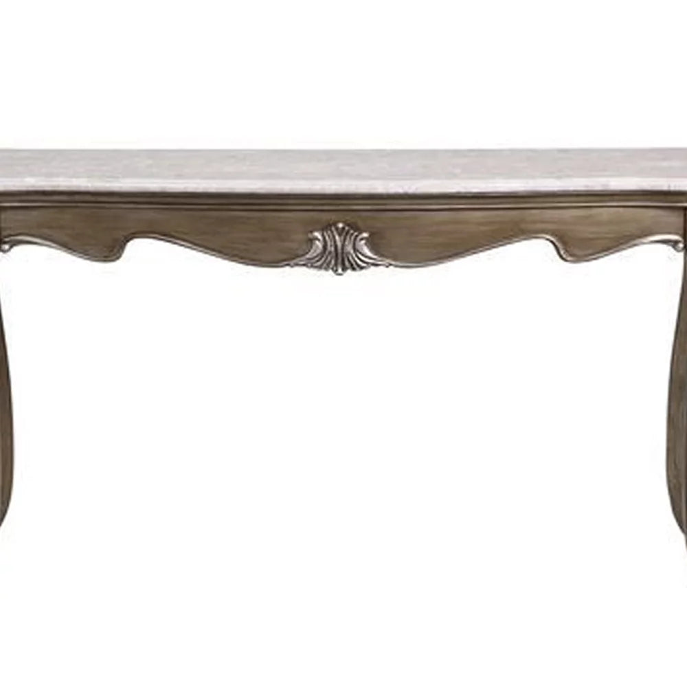 Sofa Table with Marble Top and Queen Anne Legs Gold E42964