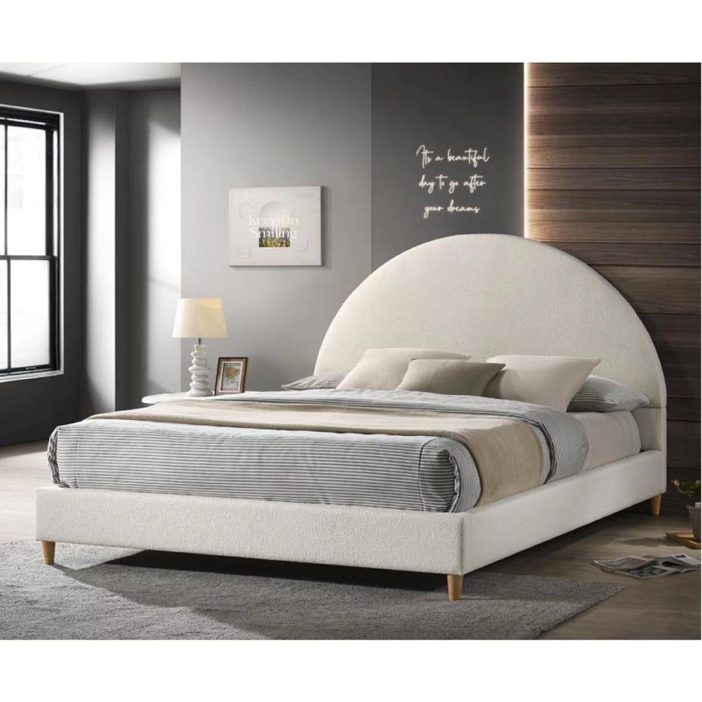 Queen Boucle Arched Headboard Platform Bed O16876