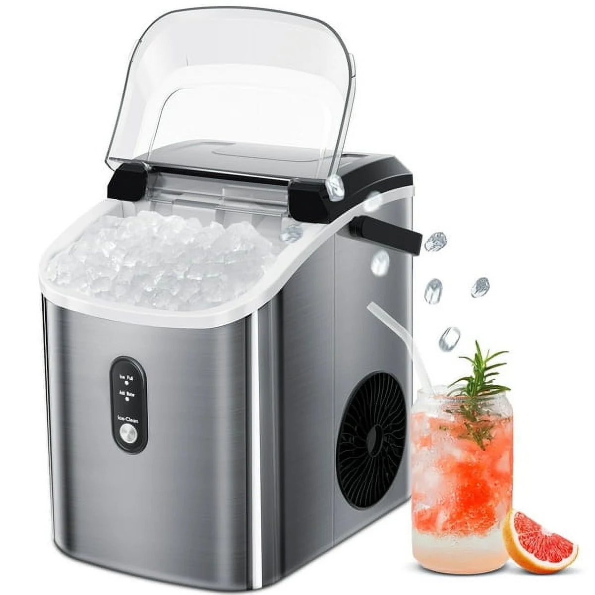 Portable Self-cleaning Nugget Ice Maker with Ice Scoop X106