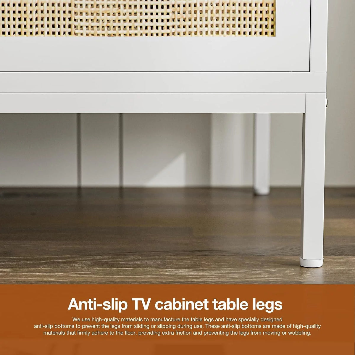 White Rattan TV Stand for 65 Inch TV T80053