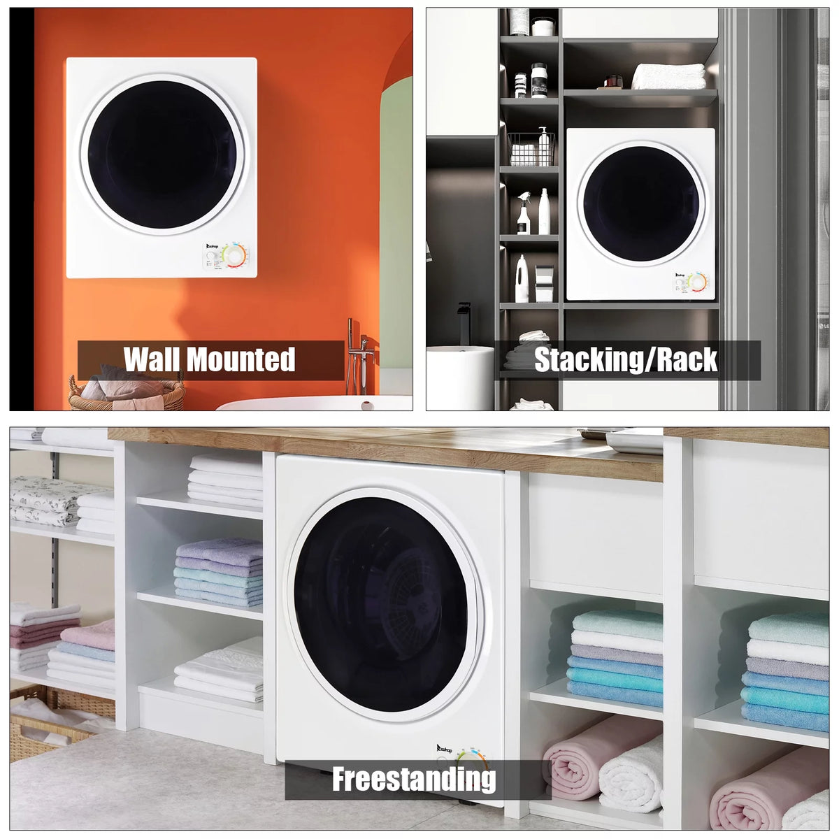 850W 1.6cu ft Front Load Electric Clothes Dryer with Stainless Steel Tub M577