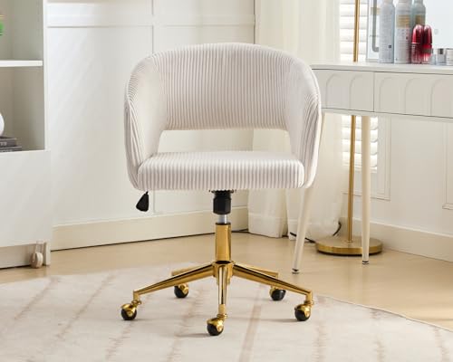 Velvet Upholstered Swivel Desk Chair with Gold Base E8008