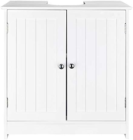 White Under Sink Storage Cabinet with 2 Doors B691567