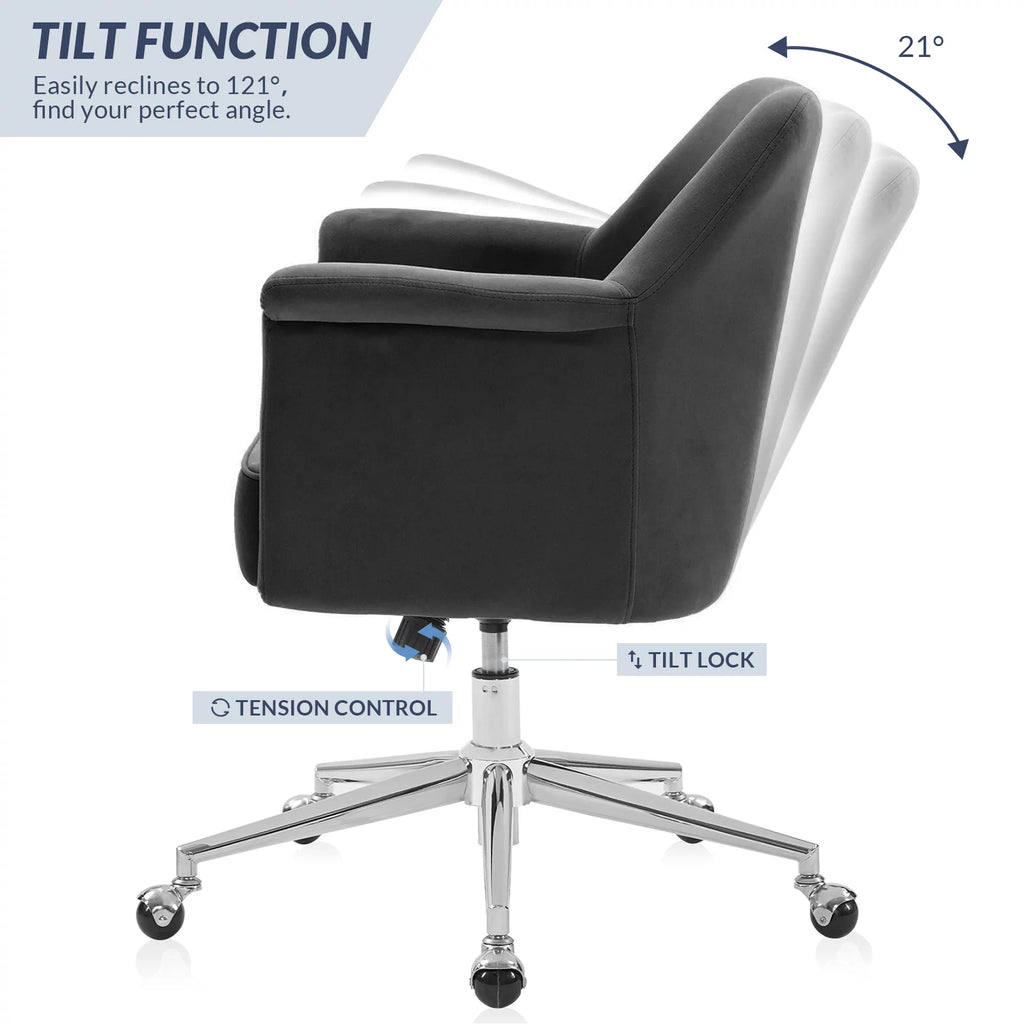Black Velvet Upholstered Desk Chair F94830