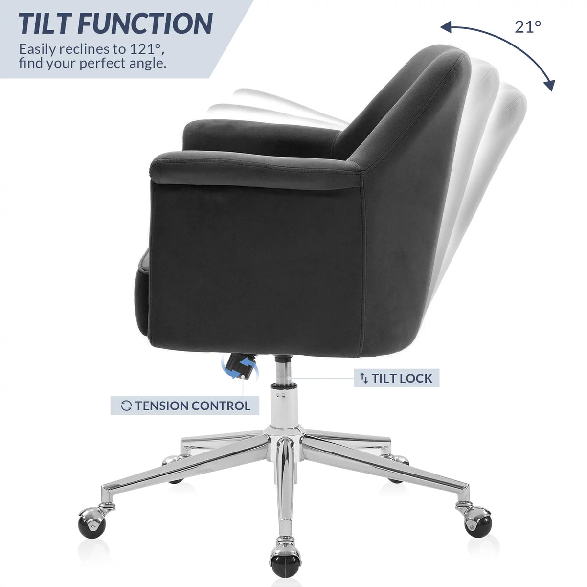Black Velvet Upholstered Desk Chair F94830