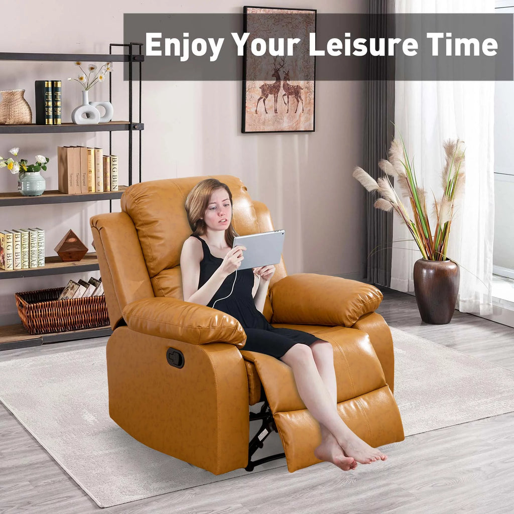 Yellow Leather Recliner Chair D19774