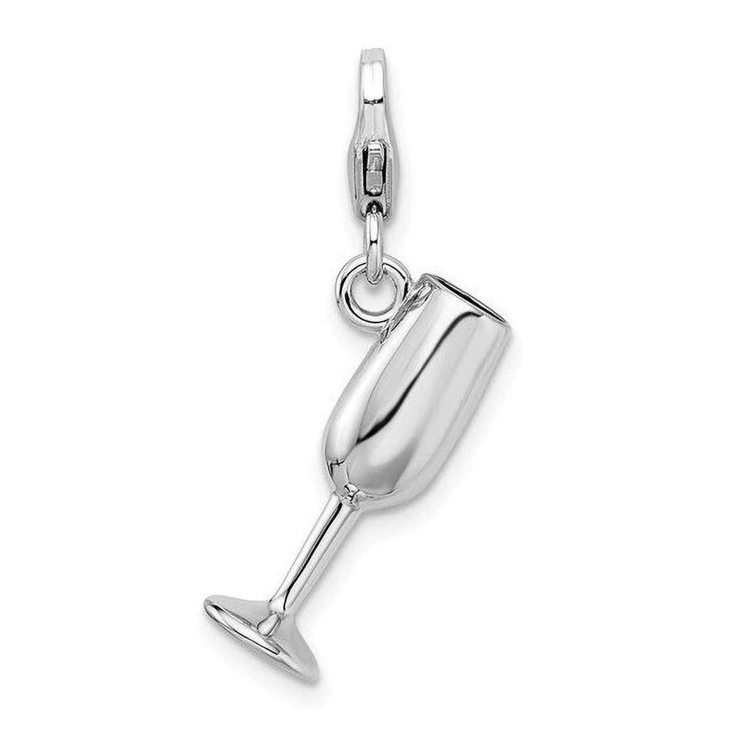 Sterling Silver 3-D Enameled Red Wine Glass Charm I409077