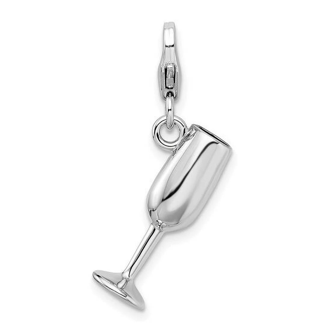 Sterling Silver 3-D Enameled Red Wine Glass Charm I409077