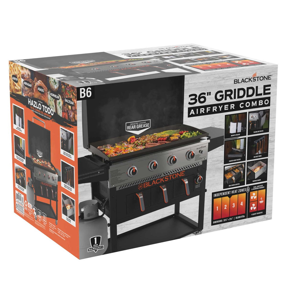4-Burner Propane Griddle with Air Fryer and Hood E278238