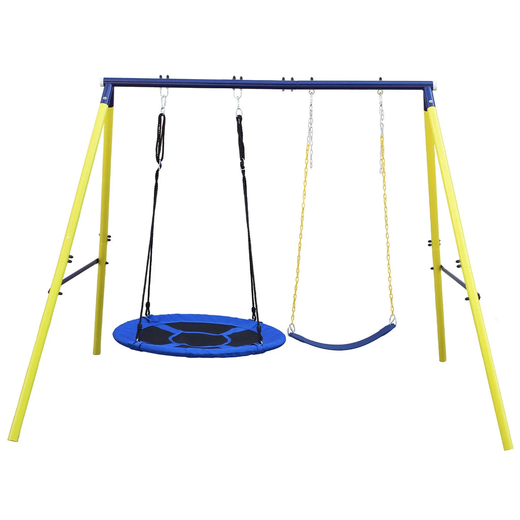 Heavy Duty Metal Swing Set with Disc Swing and Belt Swing P2789