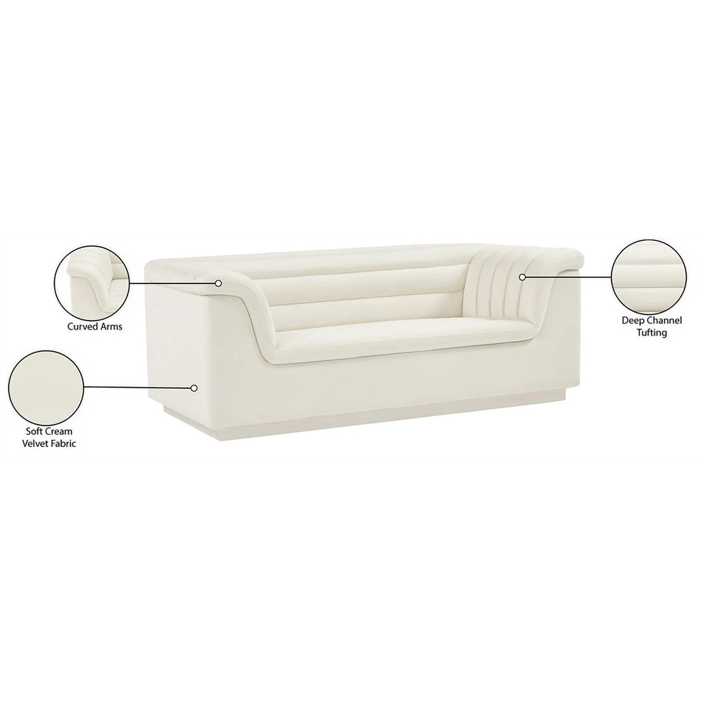 Cream Velvet Loveseat S906
