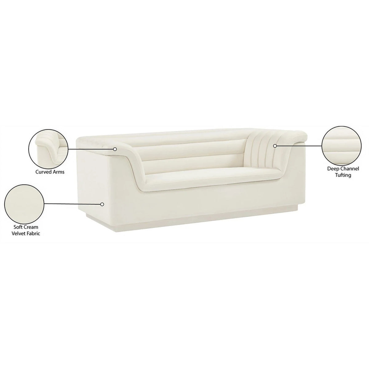 Cream Velvet Loveseat S906