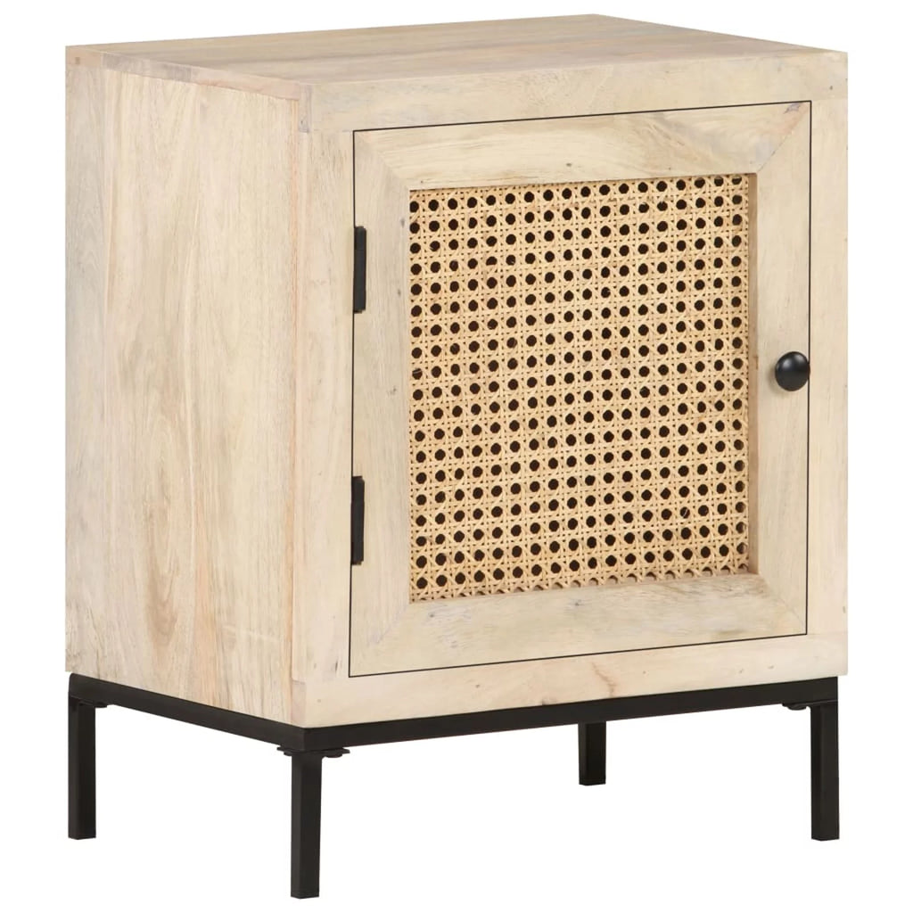 Solid Mango Wood and Natural Cane Bedside Cabinet R1299