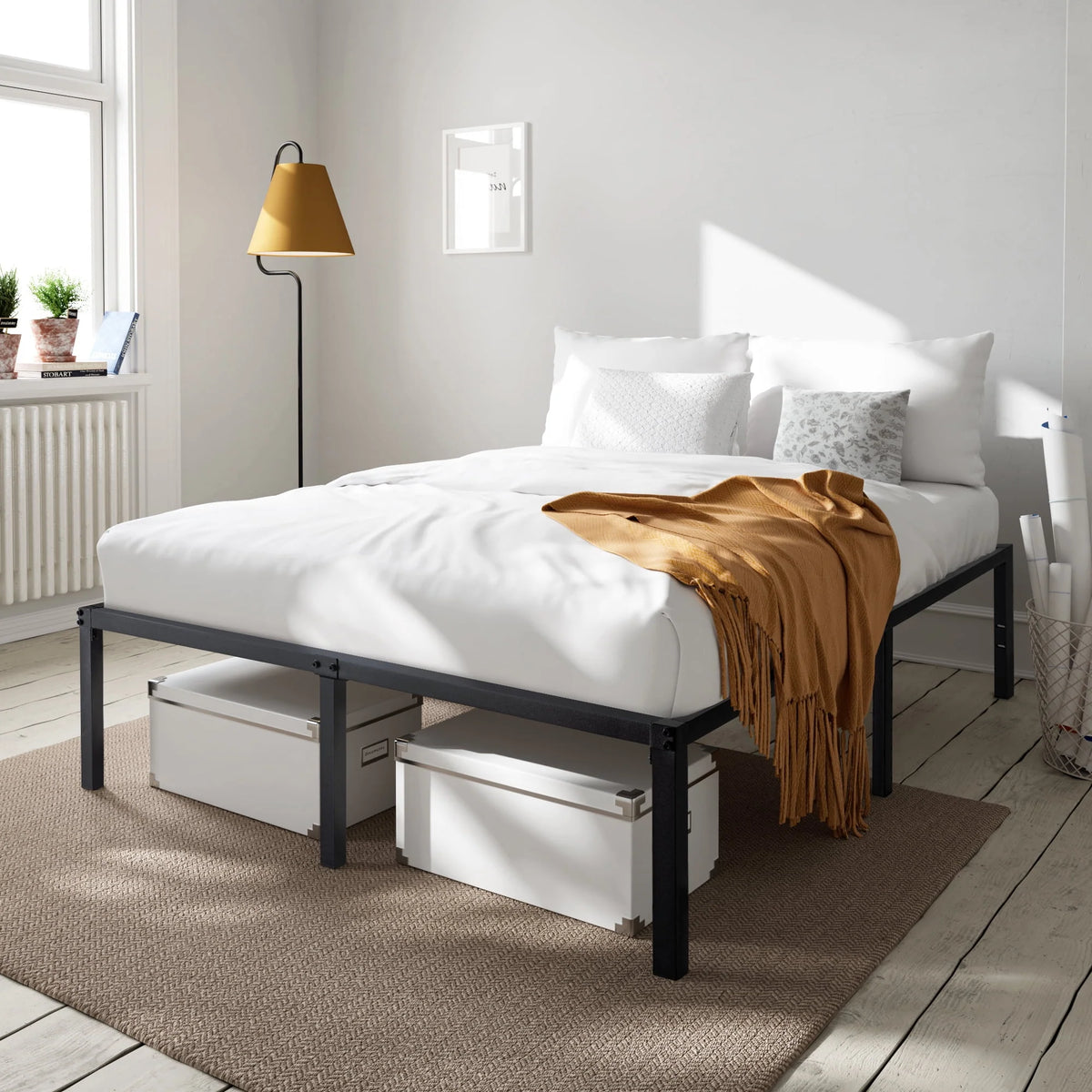 Heavy Duty Full Size Metal Platform Bed Frame with Under Bed Storage F9213