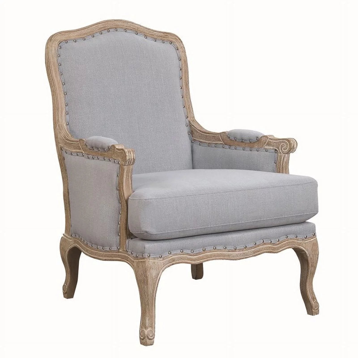 Light Blue Fabric Wood Accent Chair Z44420