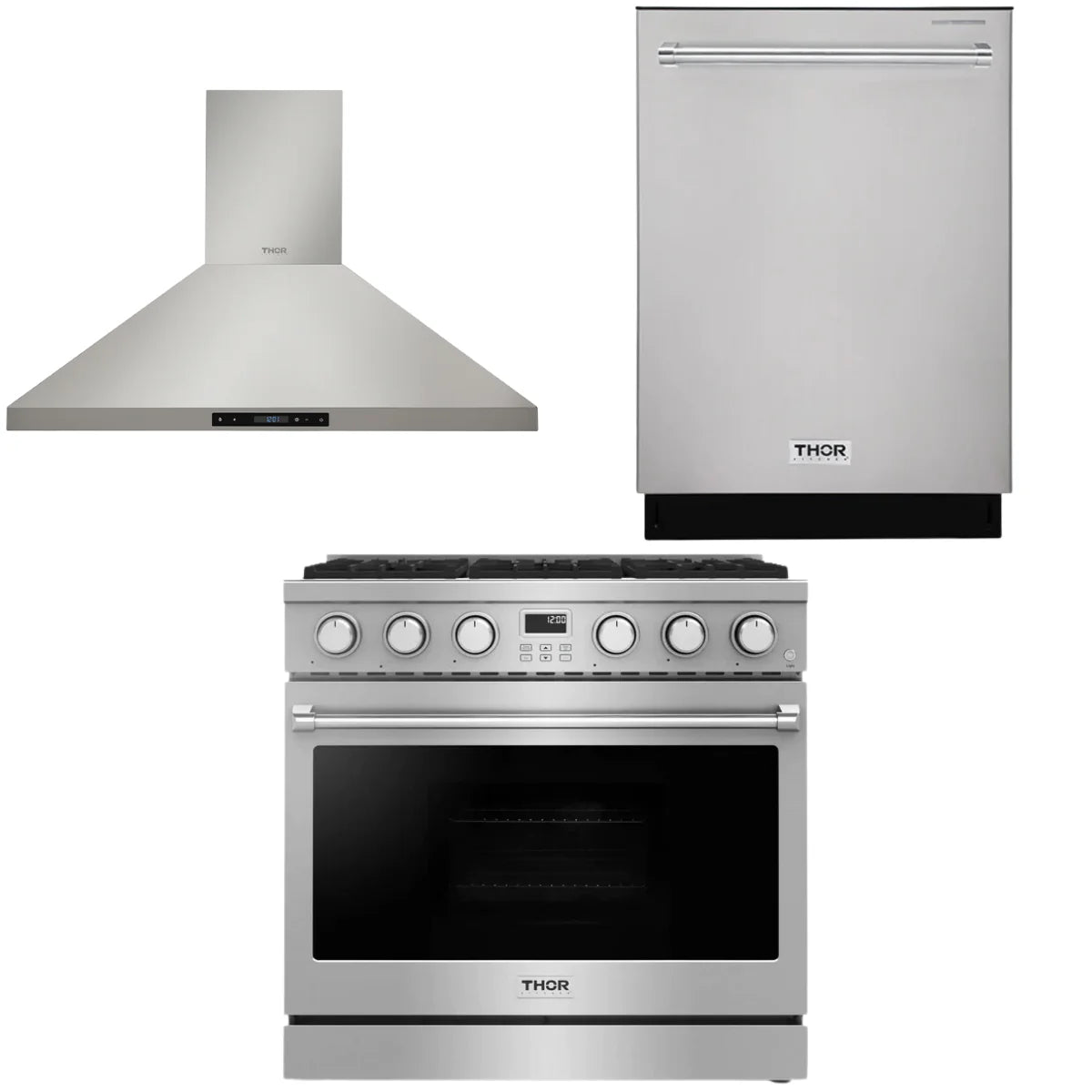 36 Gas Range, Range Hood and Dishwasher J209