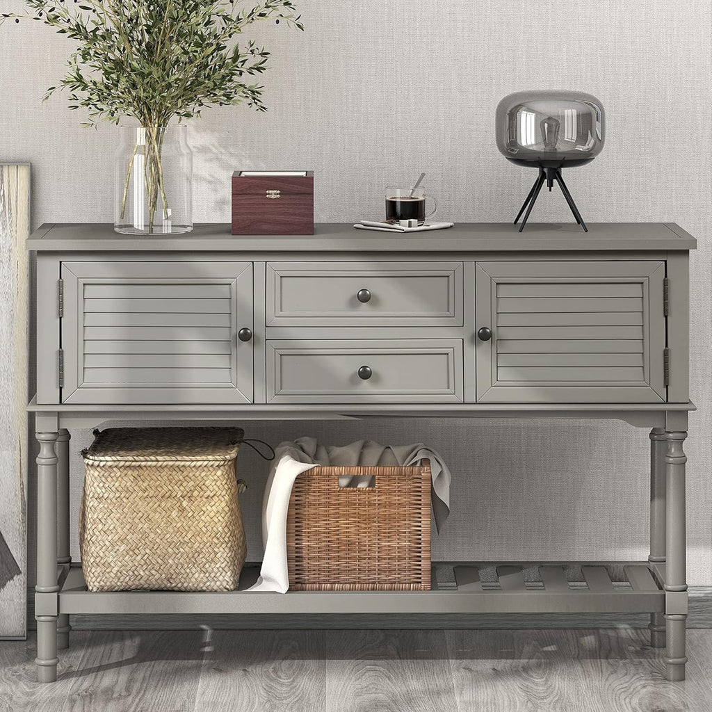 Light Green MDF Sideboard Console Table with 6 Drawers R274