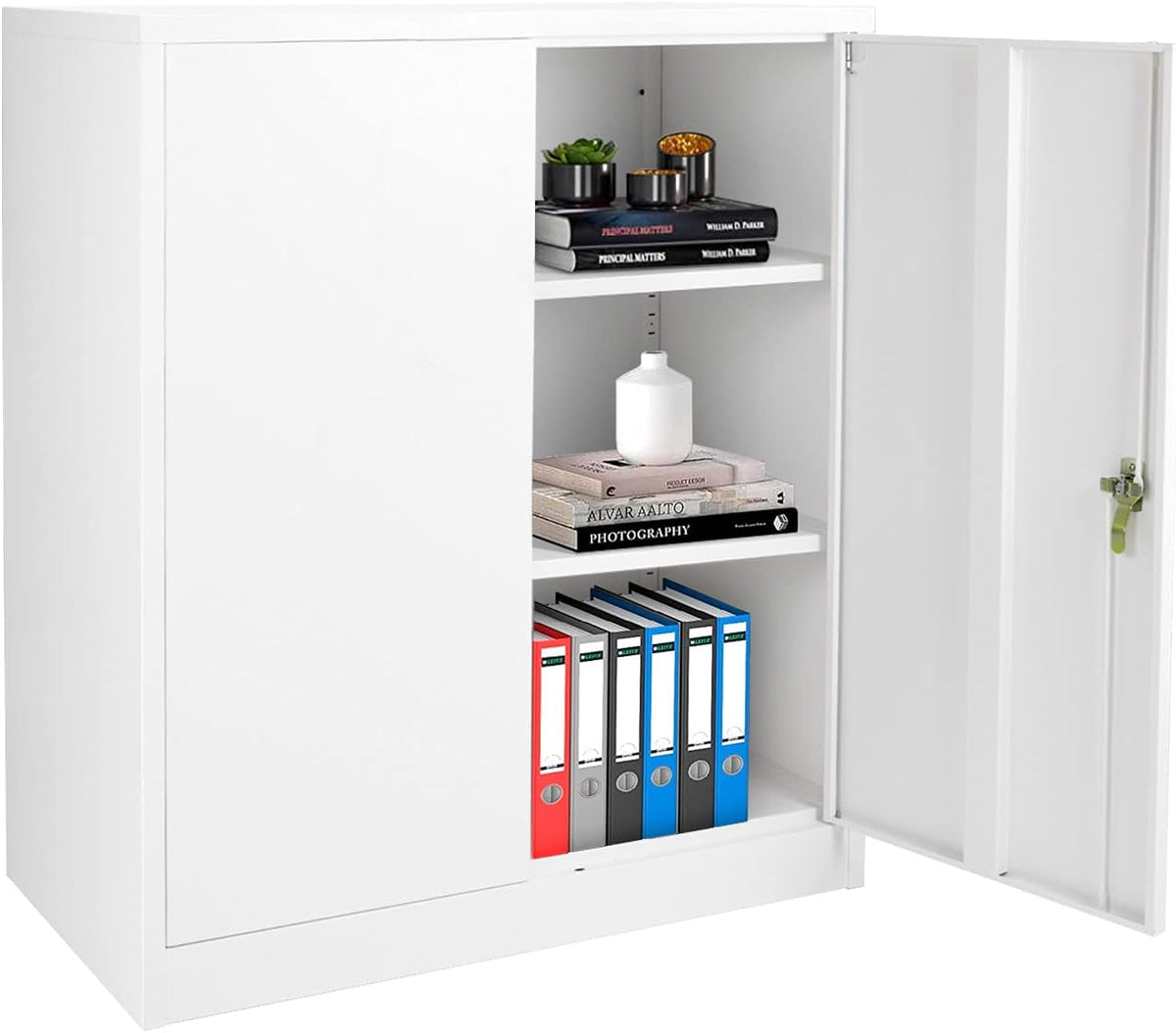 Lockable Steel Storage Cabinet with 2 Adjustable Shelves N8556