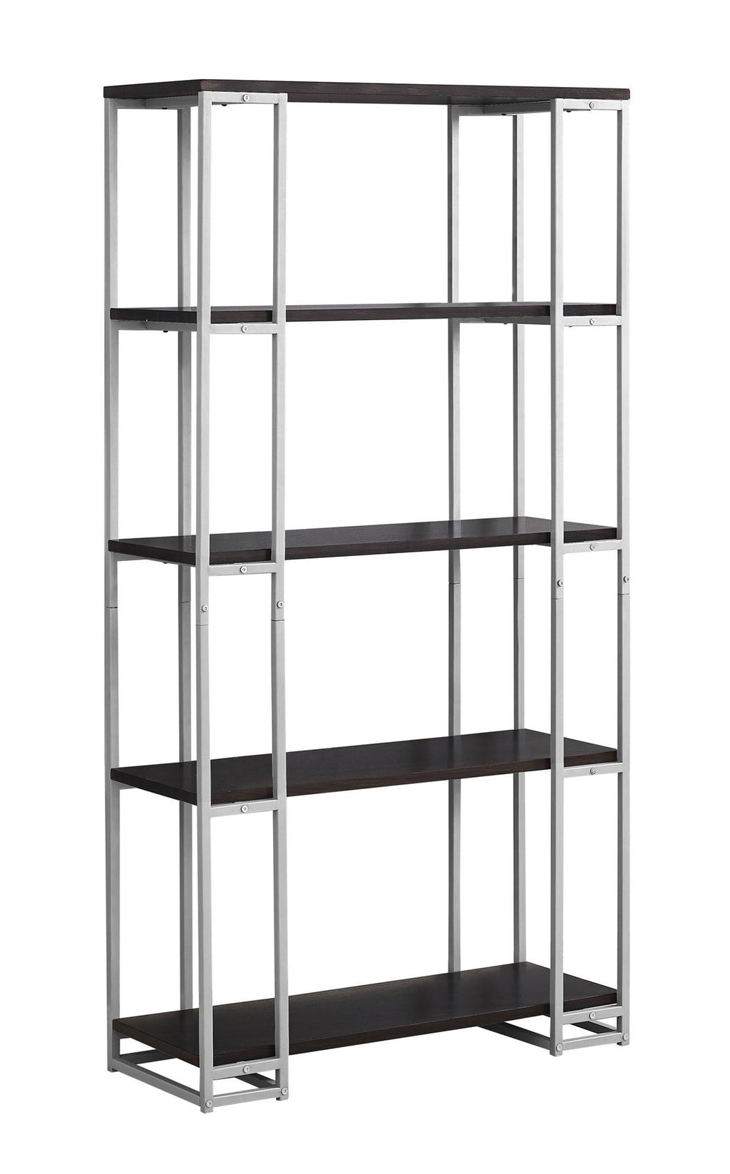 Cappuccino Silver MDF Metal Bookcase X7906