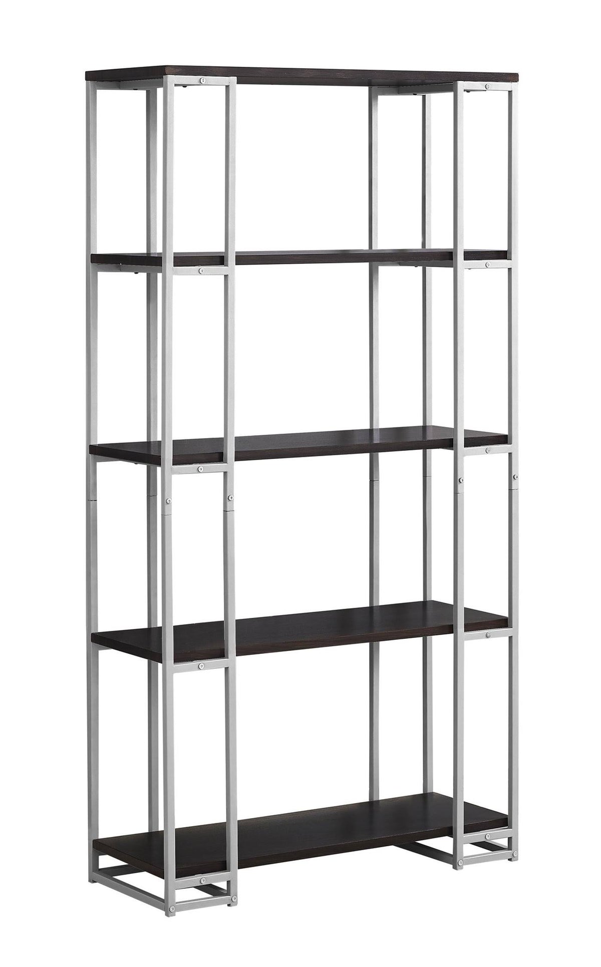 Cappuccino Silver MDF Metal Bookcase X7906