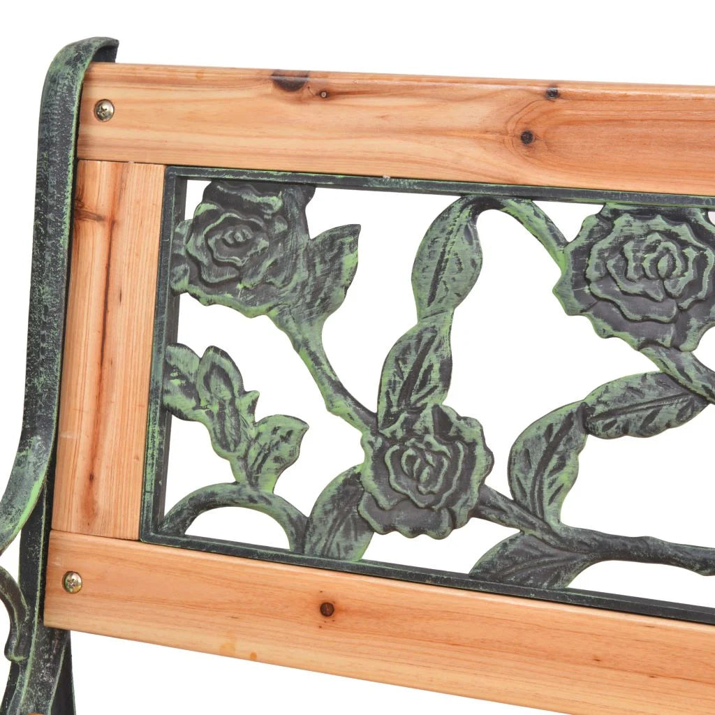 2 Persons Metal Garden Bench with Rose-Patterned Backrest T1081