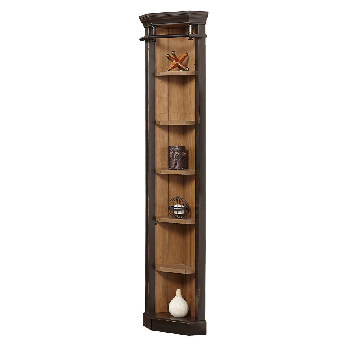 94x22 Corner Bookcase Honey/Black D595