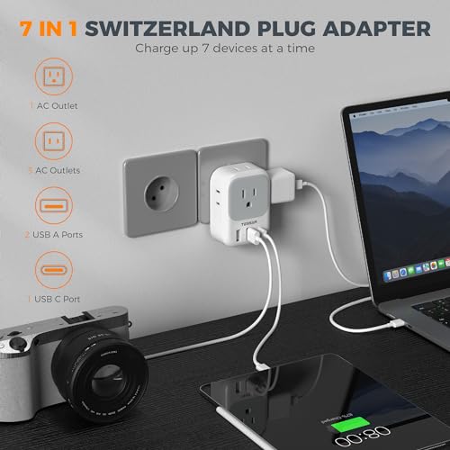 2 Pack European Travel Plug Adapter with 4 Outlets 3 USB Charger Z22237
