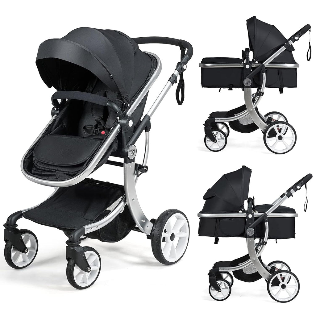 2-in-1 Reversible Bassinet Reclining Baby Stroller with Canopy I8984
