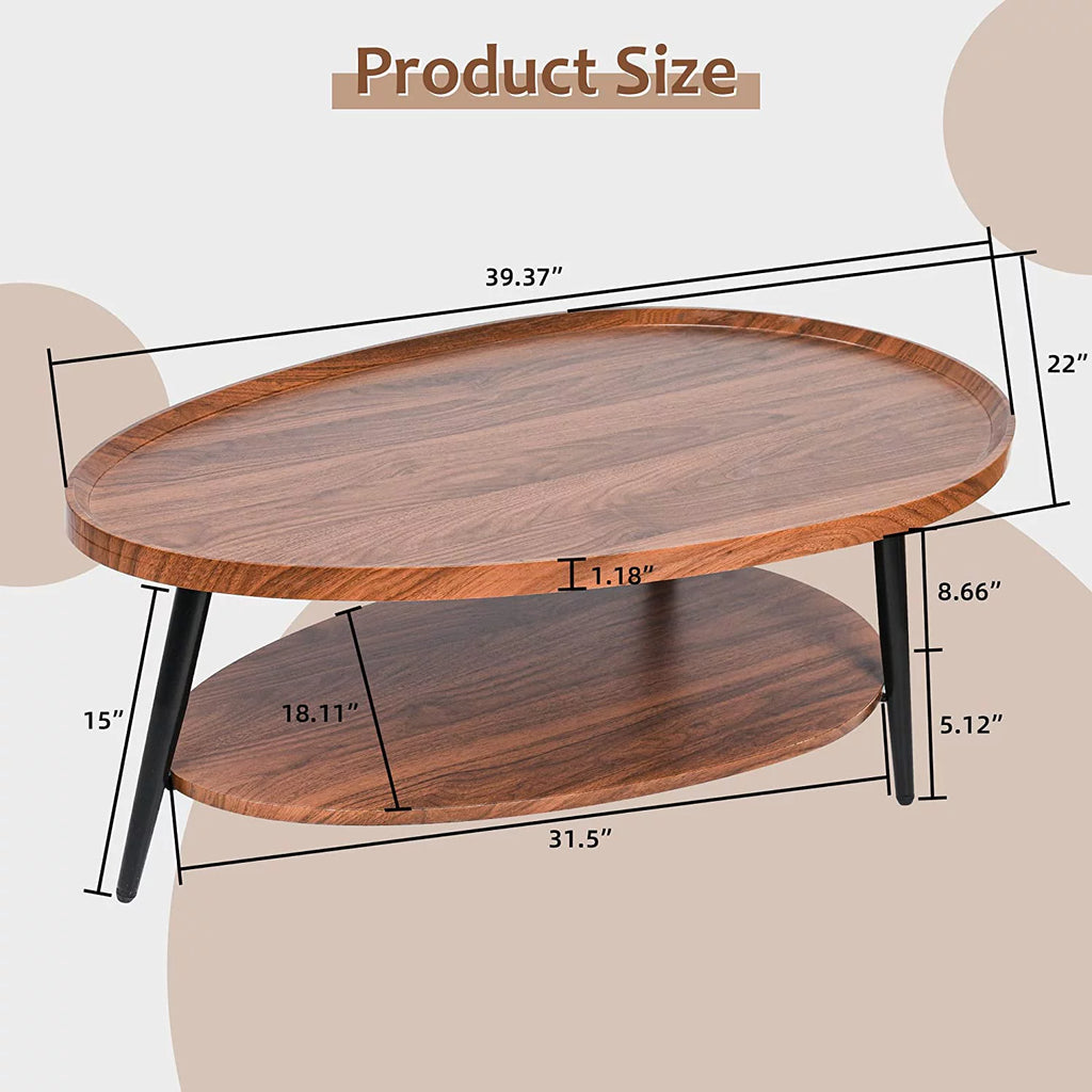 2-Tier Rustic Wood Coffee Table W1506