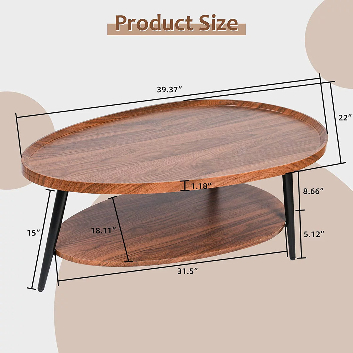 2-Tier Rustic Wood Coffee Table W1506