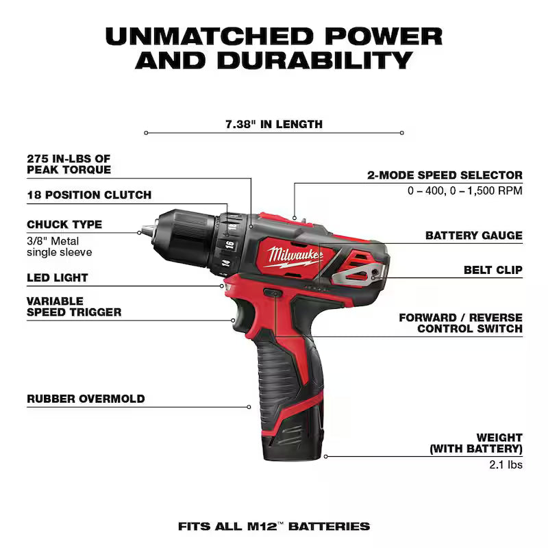 12V Cordless Drill Driver Impact Driver Combo Kit with Rotary Tool R8673