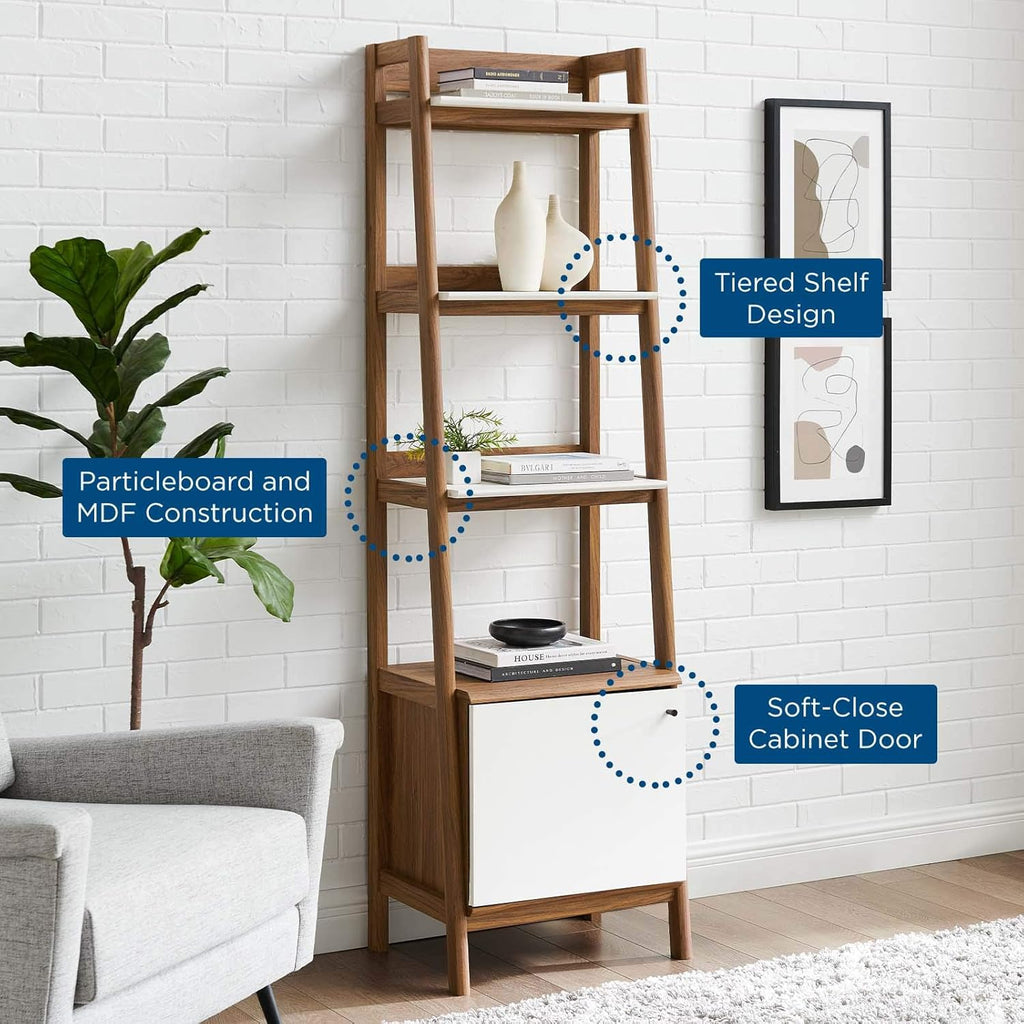 21 Inch Walnut White Bookshelf Display Case G374579