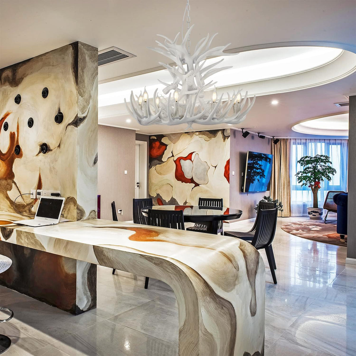 White Antler Chandelier Q395717