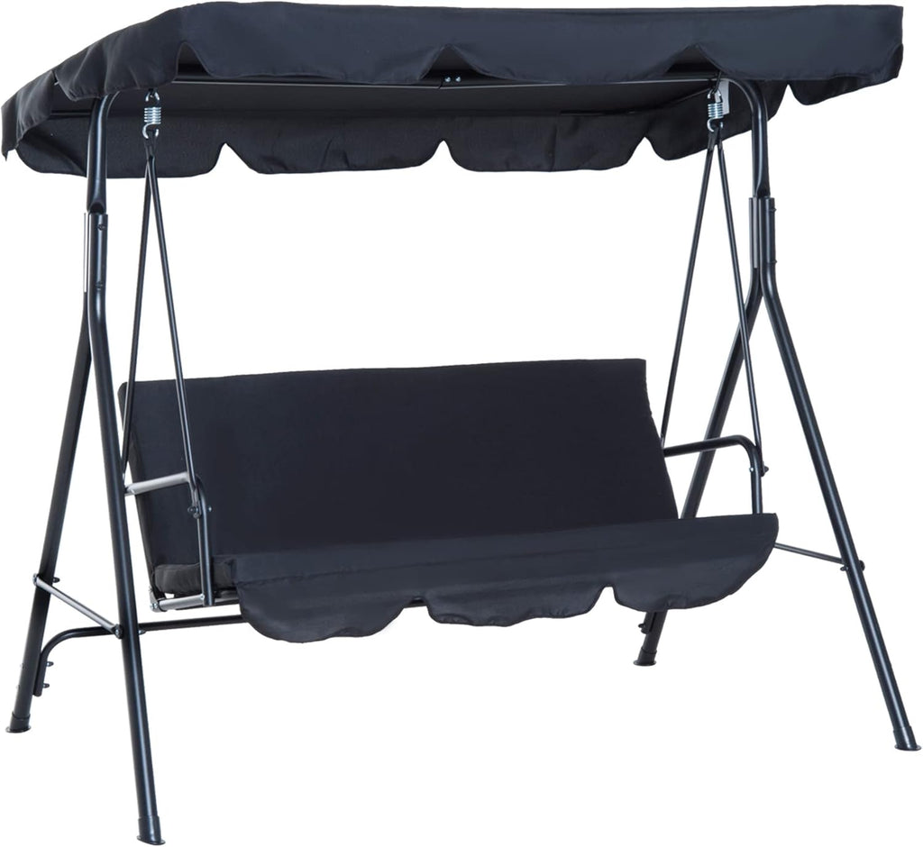 Grey 3-Person Porch Swing with Canopy R57580