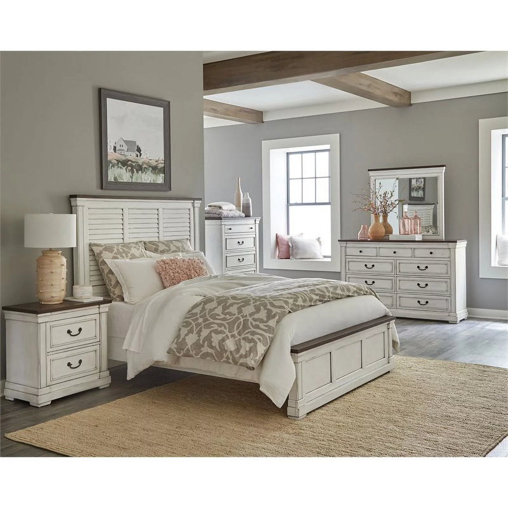 5-Piece Wood Eastern King Panel Bedroom Set in White A34251