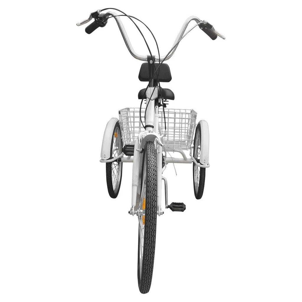 24" 7-Speed 3-Wheel Tricycle with Basket White M394