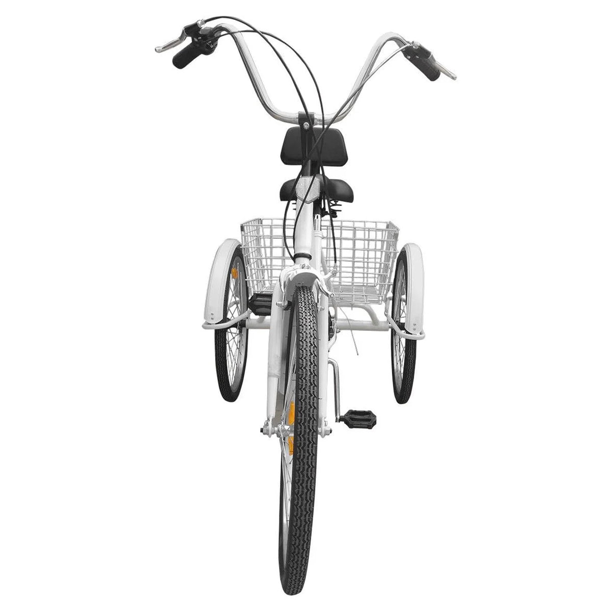 24" 7-Speed 3-Wheel Tricycle with Basket White M394