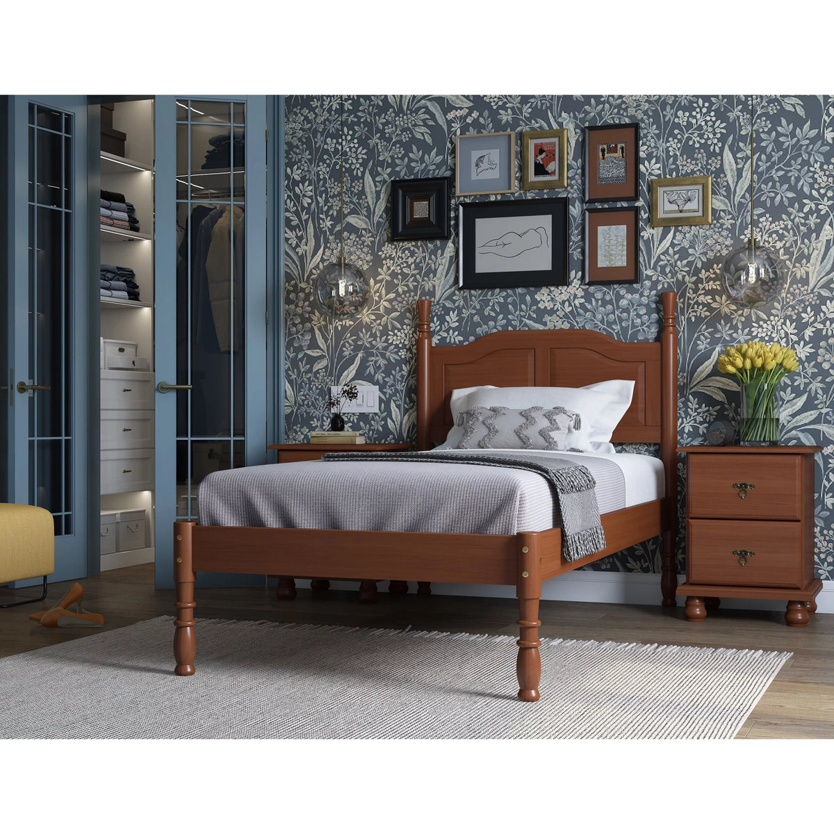 100% Solid Wood Platform Bed Mocha Twin R52000