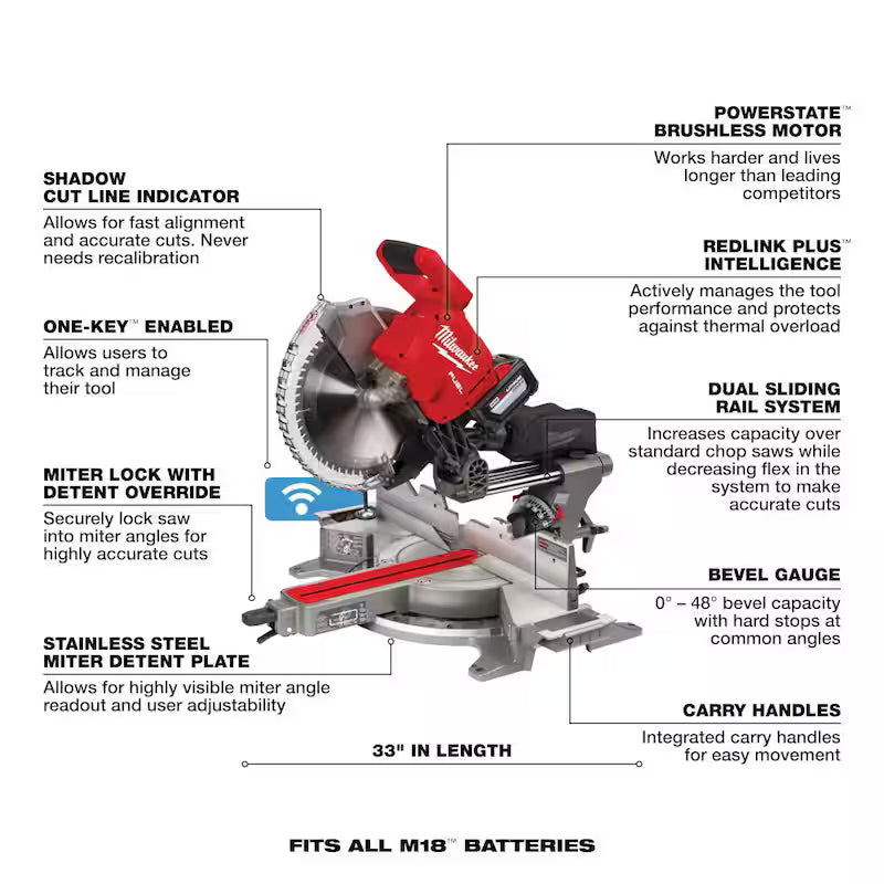 18V Lithium-Ion Brushless Cordless 12 in. Dual Bevel Sliding Compound Miter Saw with Stand U82137