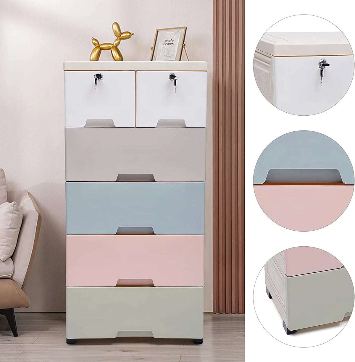 Plastic 6 Drawers Tall Dresser F733